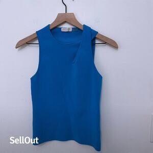 Ramy Brook Women's Petite Blue Sleeveless Knit Tank Top Size S
